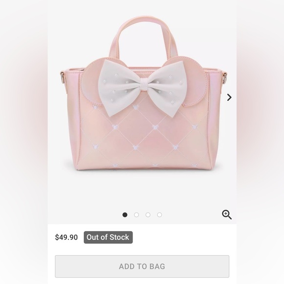 Loungefly Disney Minnie Mouse Pink Pearl Mini Satchel Bag - Picture 2 of 7